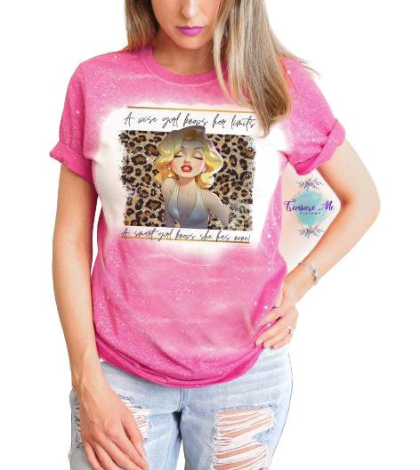 Marilyn Monroe A Wise Girl Knows Her Limits A Smart Girl Knows She Has None Classic Beauty Pinup Bleached Distressed Shirt