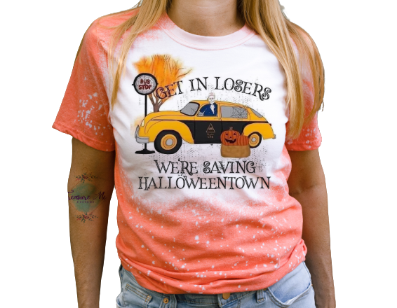 Get In Losers, We’re Saving Halloweentown Disney Fall October Halloween Bleached T-Shirt