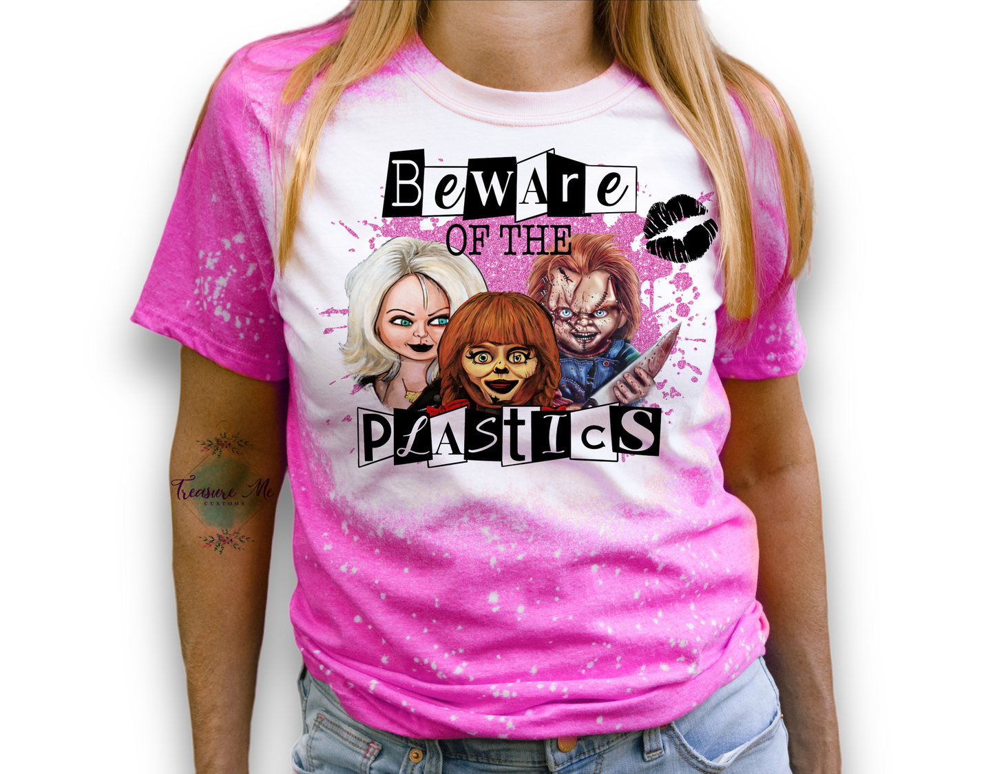 Beware Of The Plastics Chucky Doll Tiffany Doll Mean Girls Horror Movie Bleached T-Shirt