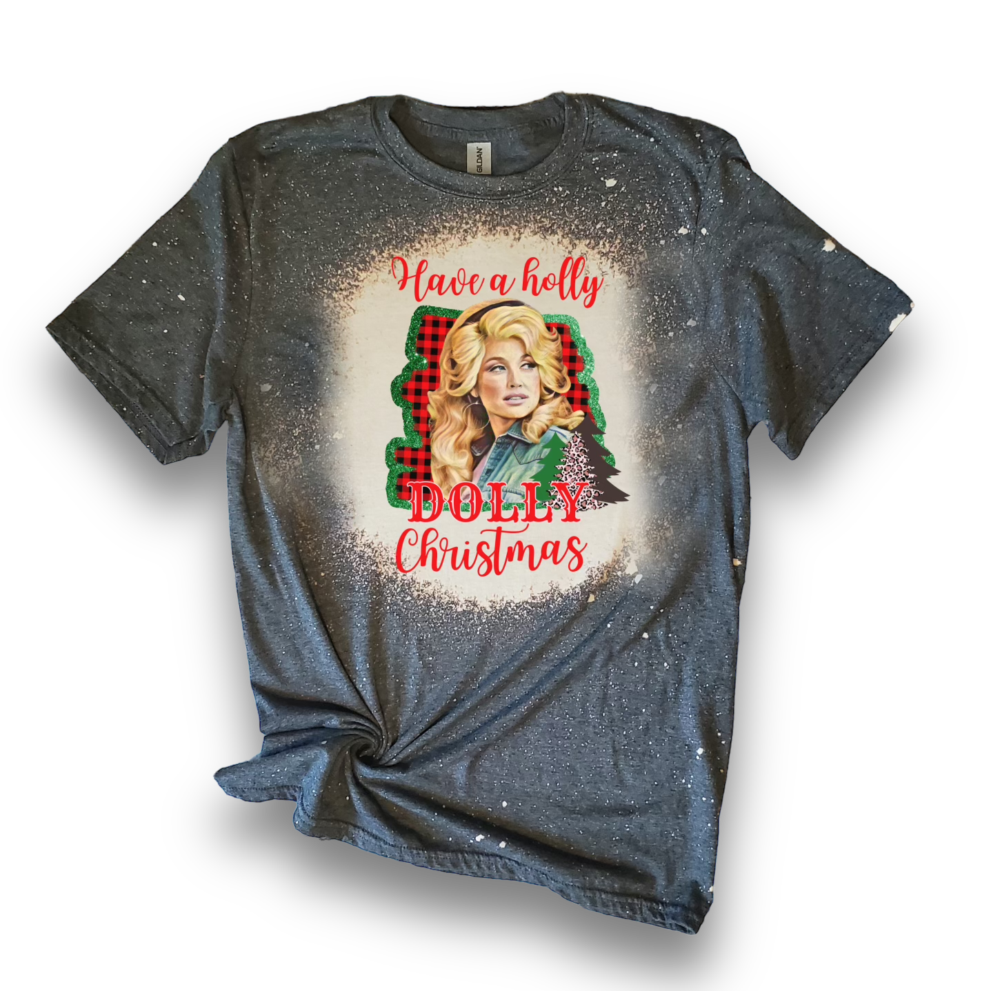 Have A Holly Dolly Christmas Dolly Parton Country Christmas Bleached Shirt