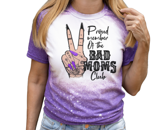 Proud Member Of The Bad Moms Club Mom Life Tattoos Bleached T-Shirt
