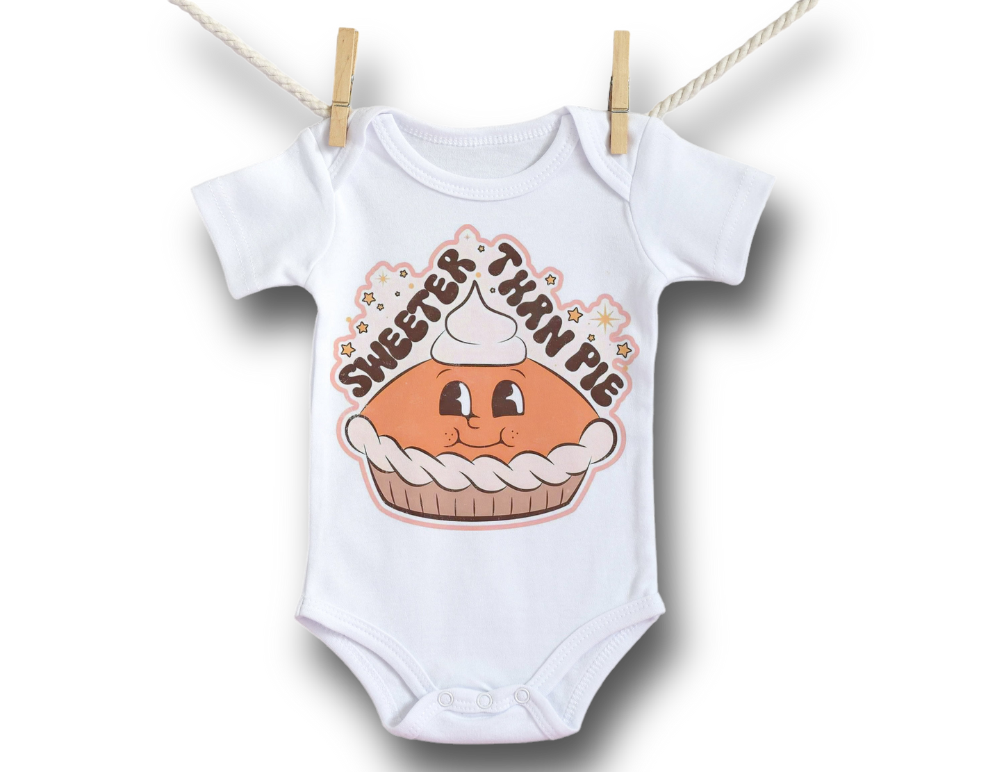Sweeter Than Pie Thanksgiving Pumpkin Pie Baby First Thanksgiving Fall Onesie Bodysuit
