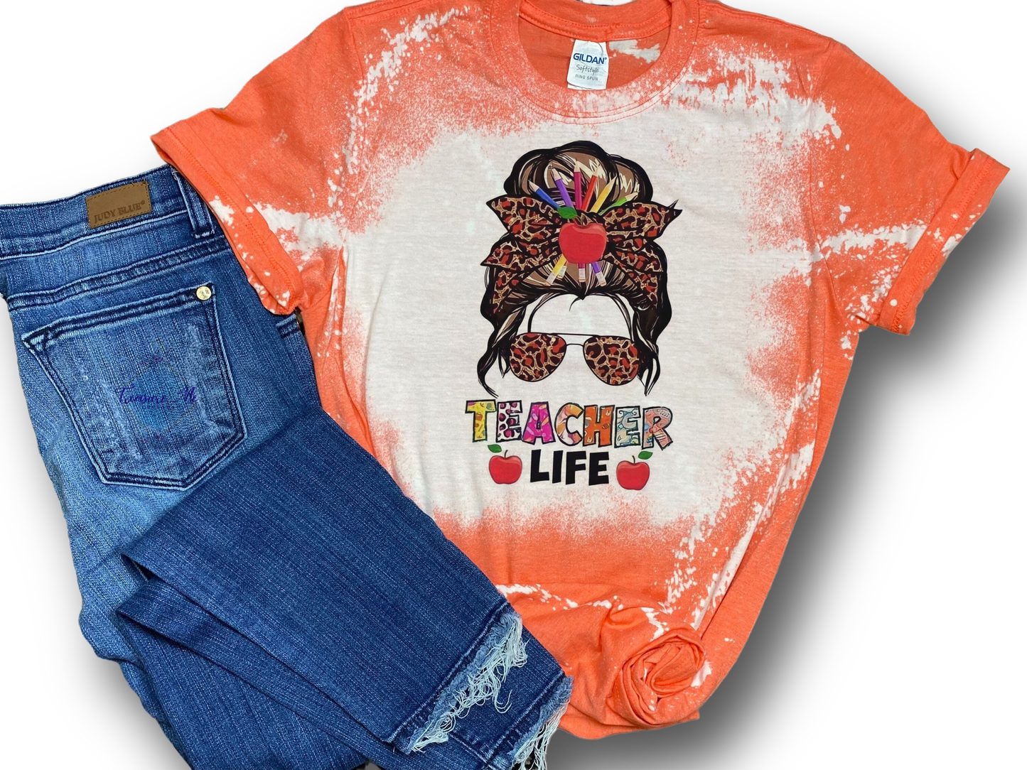 Teacher Life Bun Administrator Teacher Shirt Back To School Educator Bleached T-Shirt