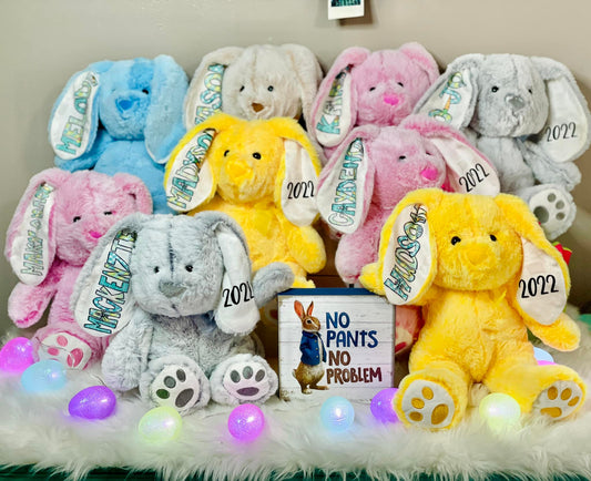 Personalized Easter Bunny, Personalized Stuffed Animal, Embroidered Easter Bunny, Easter Basket Bunny Gift, Little Kids Easter Plush