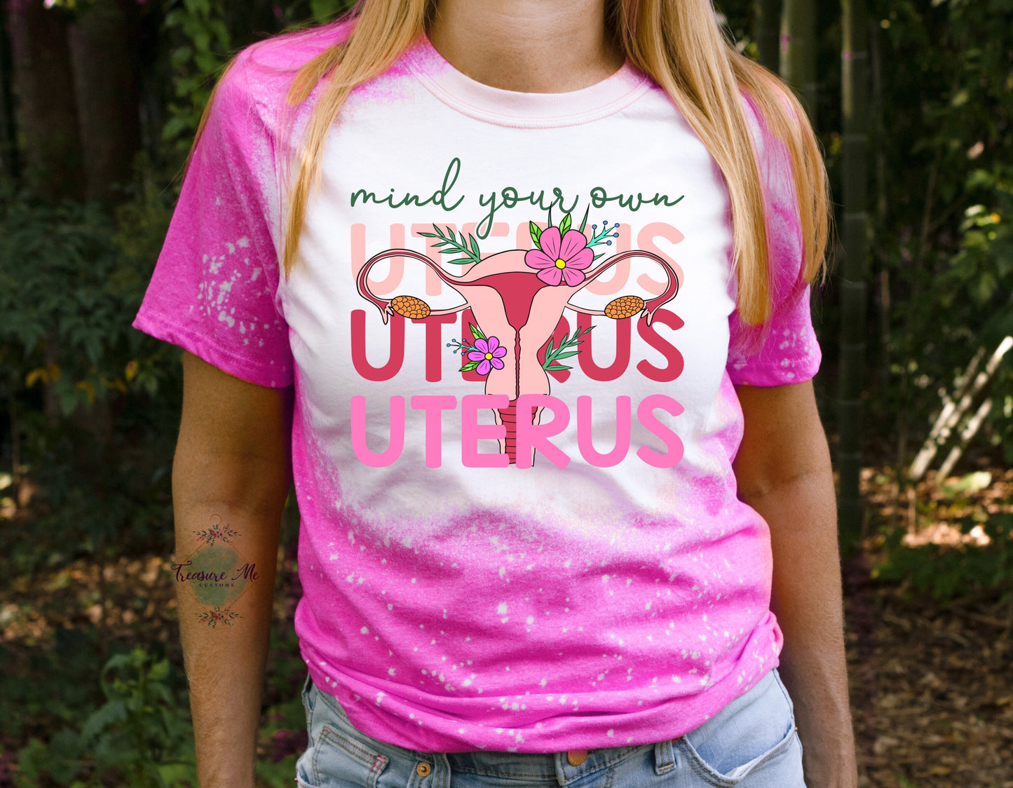 Mind Your Own Uterus Pro Choice Woman’s Rights Female Empowerment Bleached Distressed Shirt