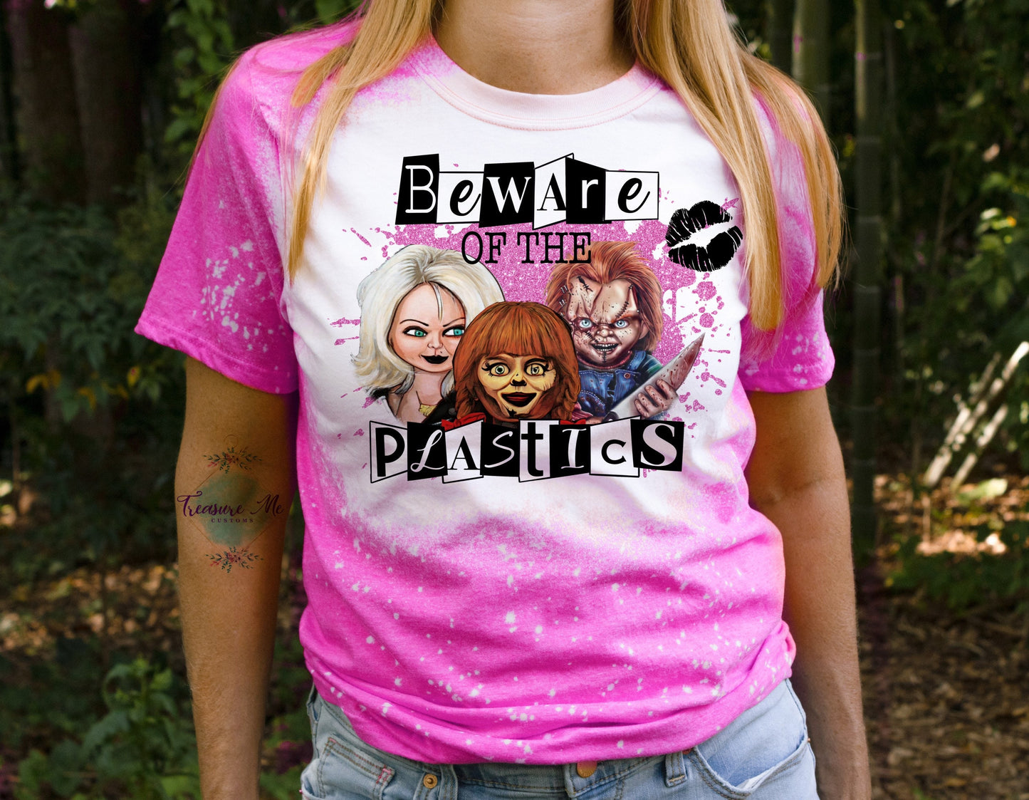 Beware Of The Plastics Chucky Doll Tiffany Doll Mean Girls Horror Movie Bleached T-Shirt