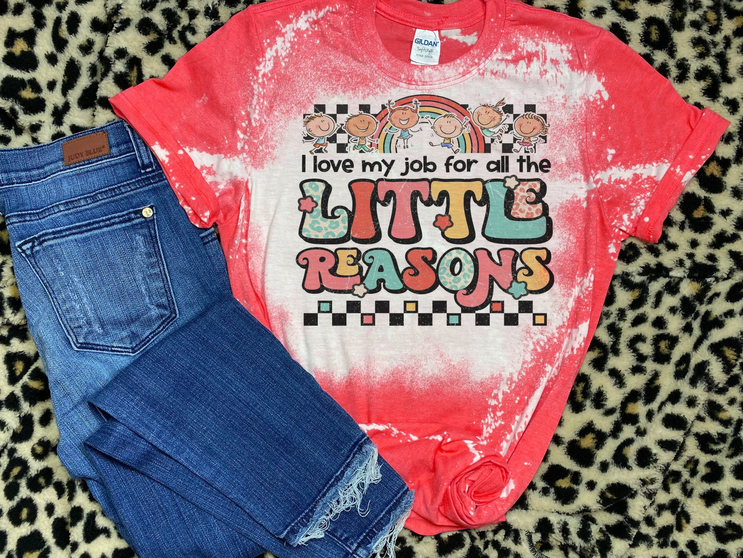 Teacher Life I Love My Job For All The Little Reasons Educator Teach Inspire Bleached T-Shirt