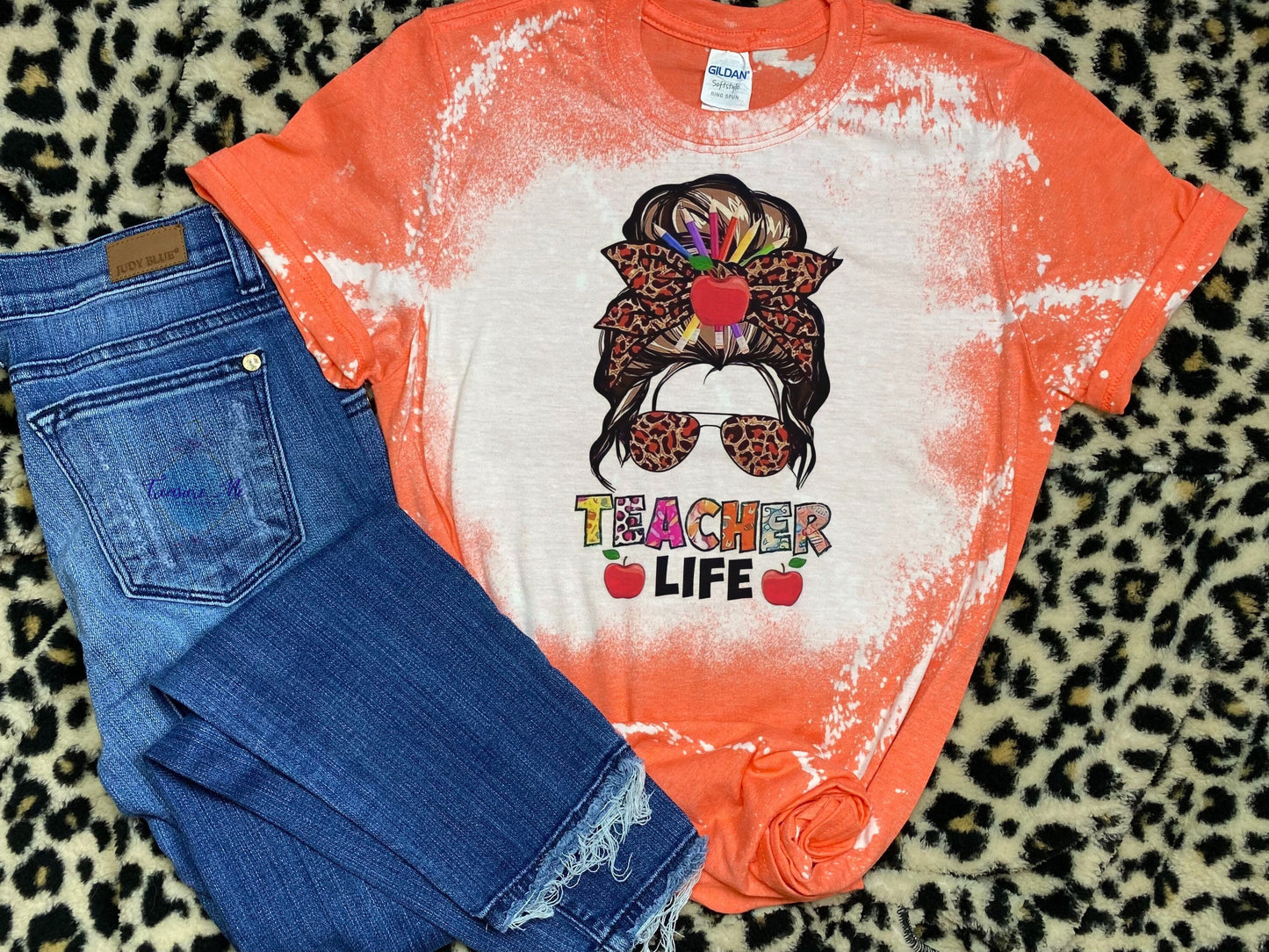 Teacher Life Bun Administrator Teacher Shirt Back To School Educator Bleached T-Shirt