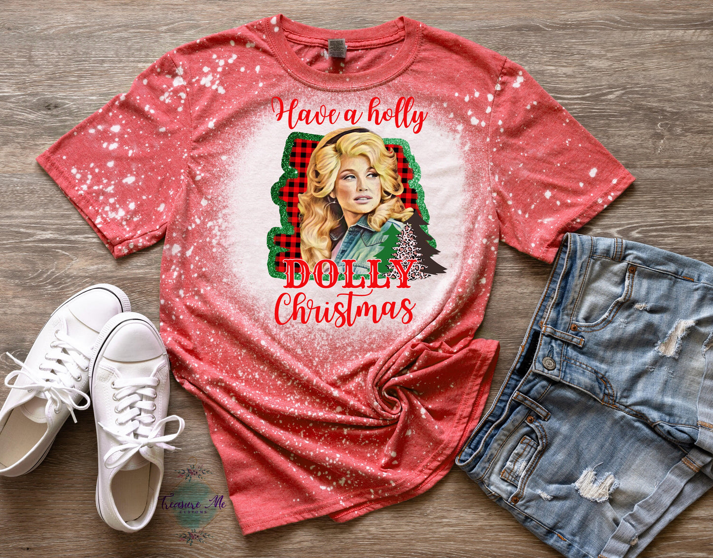 Have A Holly Dolly Christmas Dolly Parton Country Christmas Bleached Shirt