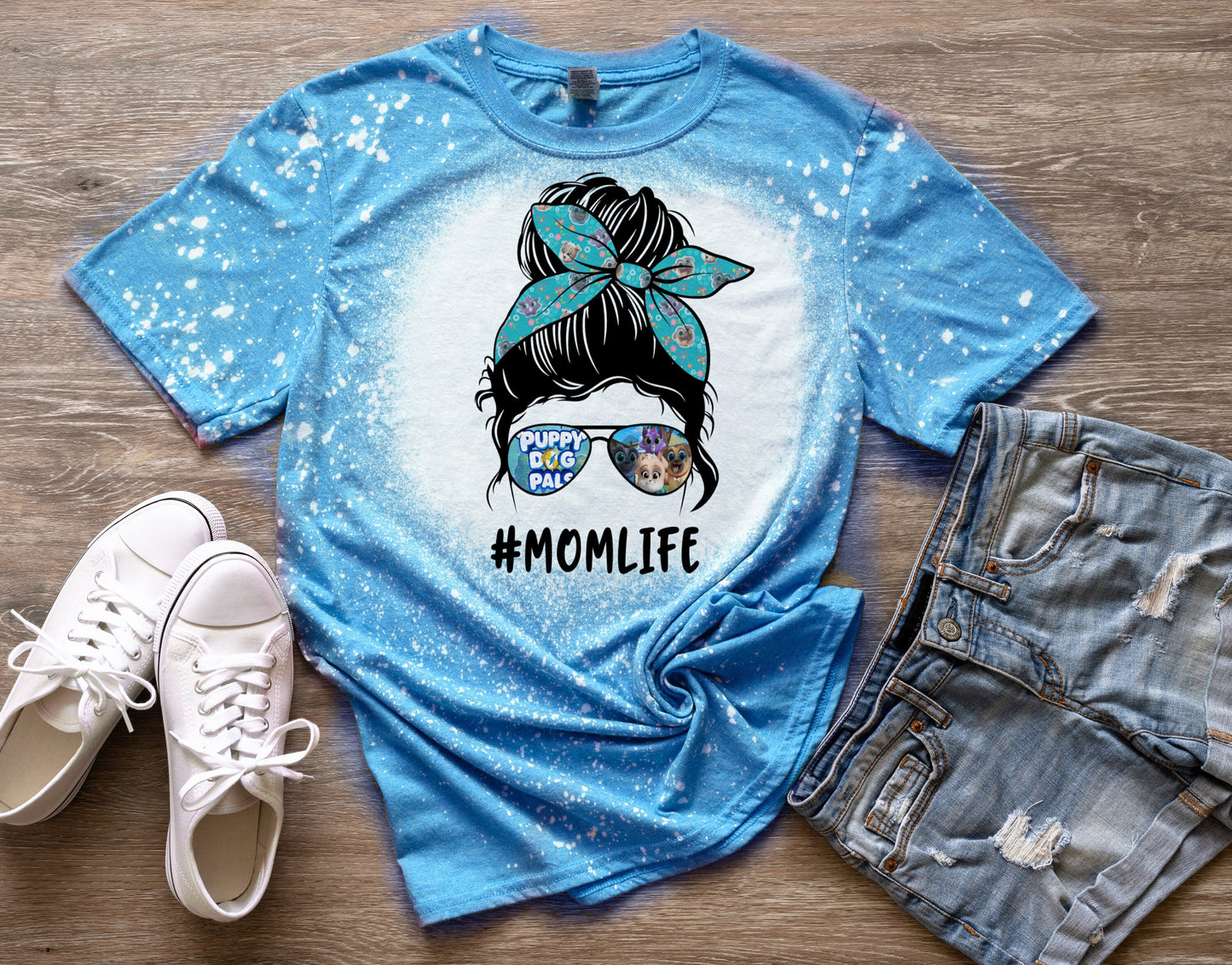 Puppy Dog Pals Bingo Rolly Disney Plus Hissy Pups Bleached Tee Toddler Mom Bun Distressed Shirt